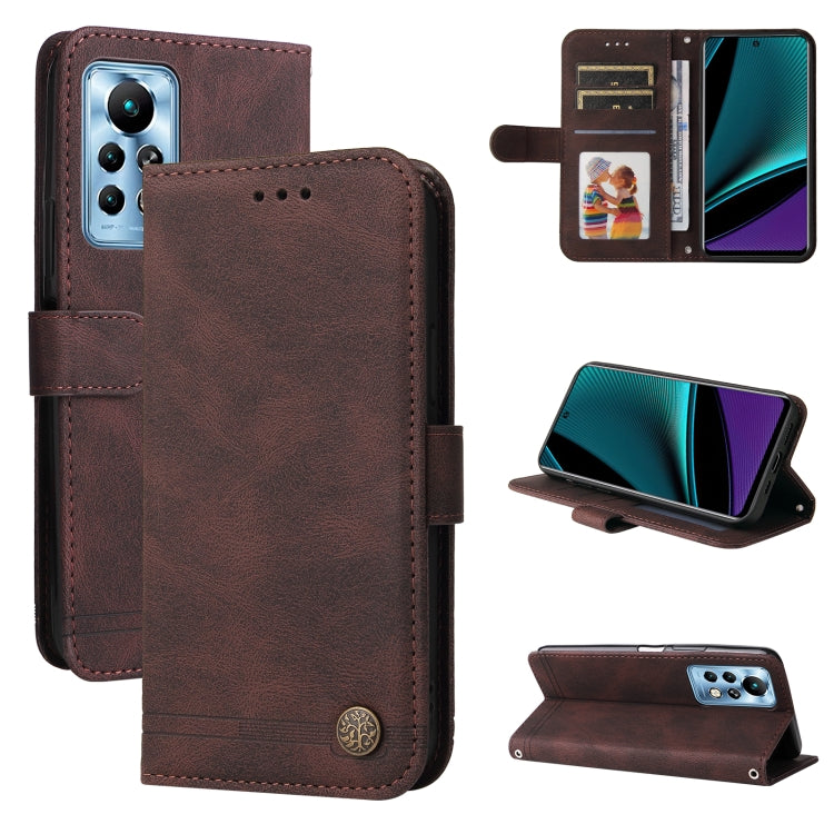 Custodia per telefono in pelle con bottone in metallo con albero della vita Skin Feel, For Infinix Hot 11, For Infinix Smart 6, For Infinix Note 11 Pro / 11S / X697, For OPPO Reno7 5G / Find X5 Lite Global