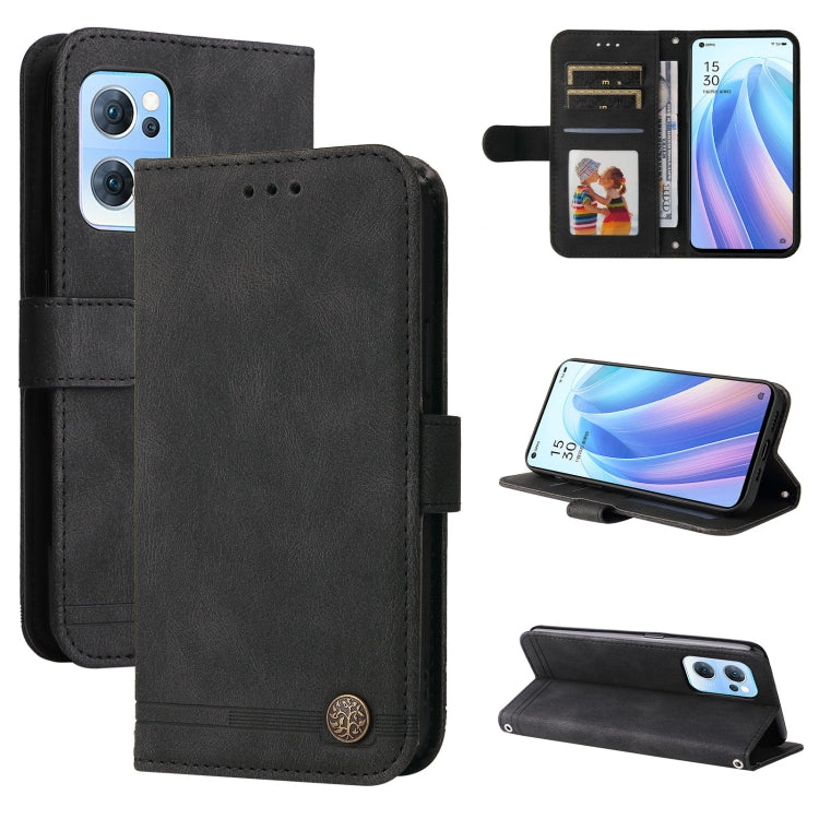 Custodia per telefono in pelle con bottone in metallo con albero della vita Skin Feel, For Infinix Hot 11, For Infinix Smart 6, For Infinix Note 11 Pro / 11S / X697, For OPPO Reno7 5G / Find X5 Lite Global
