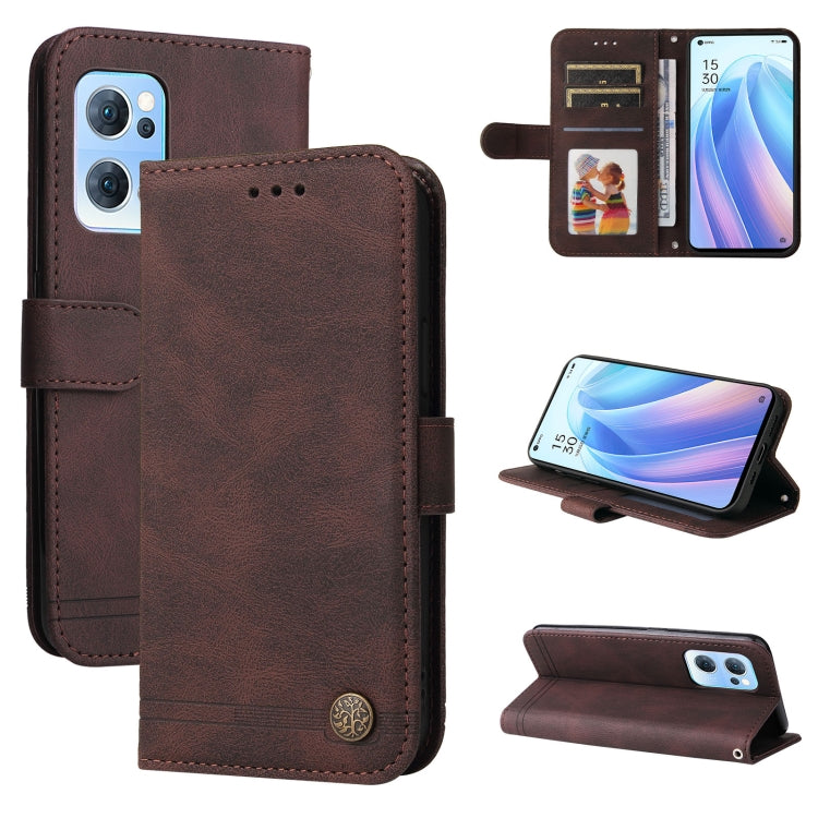 Custodia per telefono in pelle con bottone in metallo con albero della vita Skin Feel, For Infinix Hot 11, For Infinix Smart 6, For Infinix Note 11 Pro / 11S / X697, For OPPO Reno7 5G / Find X5 Lite Global