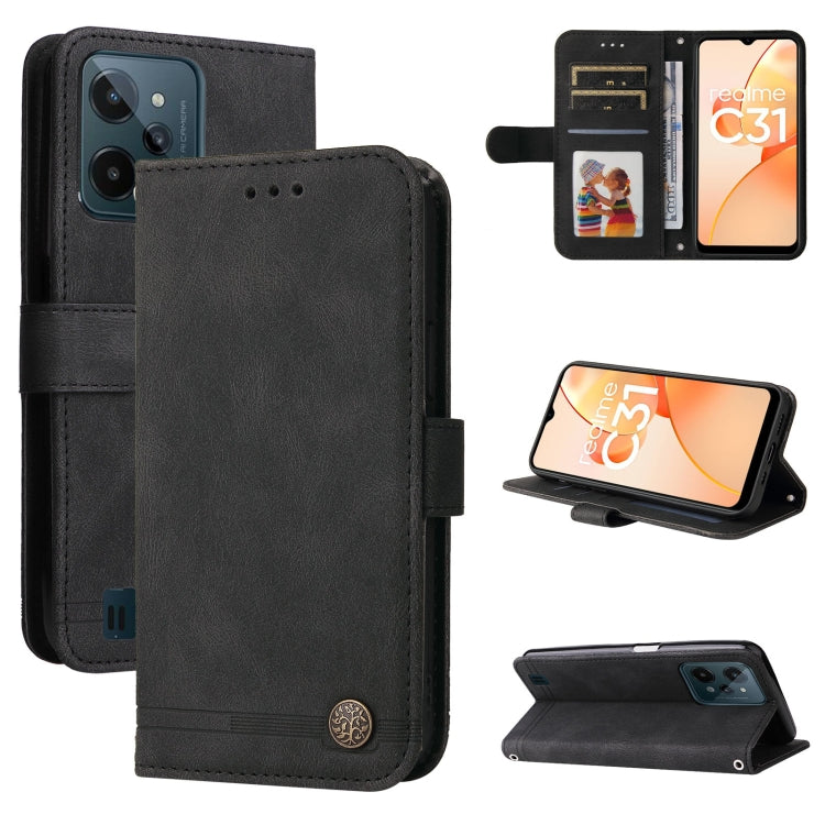 Custodia per telefono in pelle con bottone in metallo con albero della vita Skin Feel, For OPPO Realme C31, For OPPO Realme C35, For OPPO Reno7 SE 5G, For OPPO A96 5G / Reno7 Z 5G / OnePlus Nord N20 5G