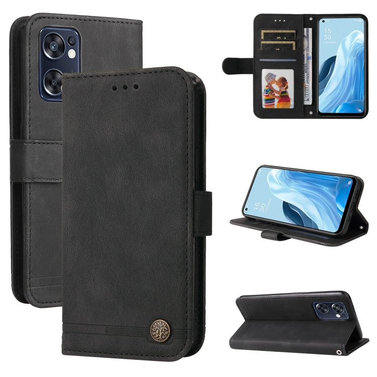 Custodia per telefono in pelle con bottone in metallo con albero della vita Skin Feel, For OPPO Realme C31, For OPPO Realme C35, For OPPO Reno7 SE 5G, For OPPO A96 5G / Reno7 Z 5G / OnePlus Nord N20 5G