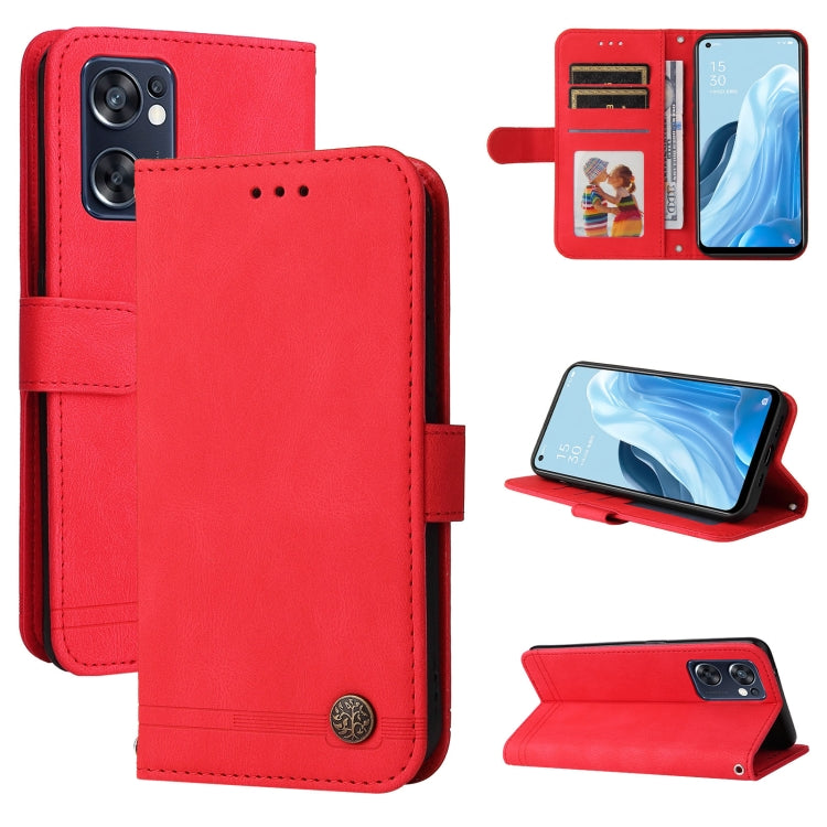 Custodia per telefono in pelle con bottone in metallo con albero della vita Skin Feel, For OPPO Realme C31, For OPPO Realme C35, For OPPO Reno7 SE 5G, For OPPO A96 5G / Reno7 Z 5G / OnePlus Nord N20 5G