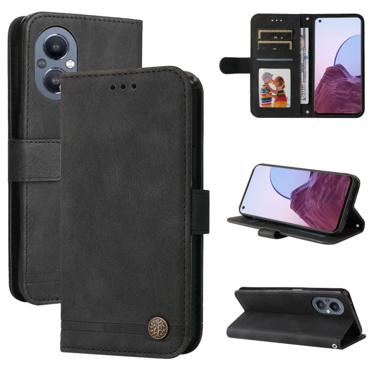 Custodia per telefono in pelle con bottone in metallo con albero della vita Skin Feel, For OPPO Realme C31, For OPPO Realme C35, For OPPO Reno7 SE 5G, For OPPO A96 5G / Reno7 Z 5G / OnePlus Nord N20 5G