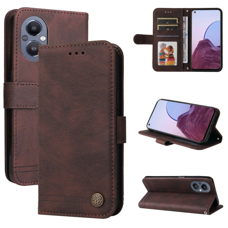 Custodia per telefono in pelle con bottone in metallo con albero della vita Skin Feel, For OPPO Realme C31, For OPPO Realme C35, For OPPO Reno7 SE 5G, For OPPO A96 5G / Reno7 Z 5G / OnePlus Nord N20 5G