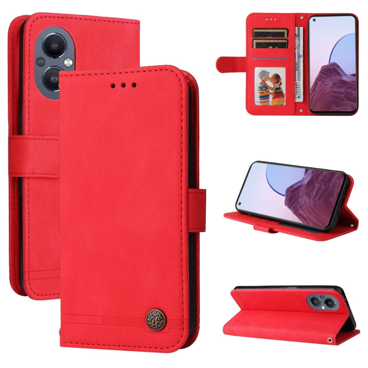 Custodia per telefono in pelle con bottone in metallo con albero della vita Skin Feel, For OPPO Realme C31, For OPPO Realme C35, For OPPO Reno7 SE 5G, For OPPO A96 5G / Reno7 Z 5G / OnePlus Nord N20 5G