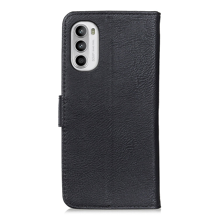 KHAZNEH Custodia per telefono in pelle a conchiglia con trama in pelle bovina, For Motorola Moto G52 4G / G82 5G / G71S