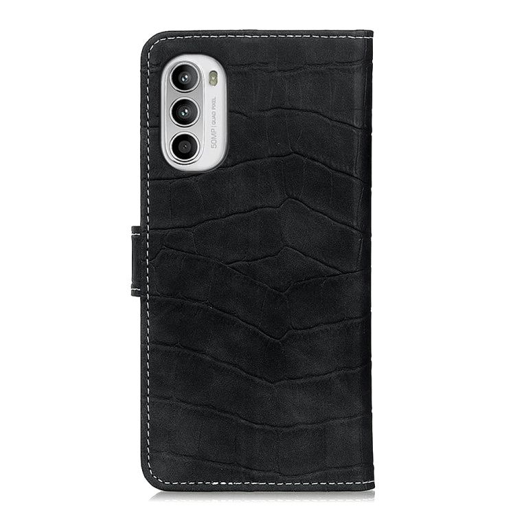 Custodia per telefono in pelle flip con struttura in coccodrillo, For Motorola Moto G52 4G / G82 5G / G71S