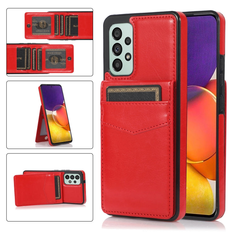 Custodia protettiva in tinta unita per PC + TPU con supporto e slot per schede, For Samsung Galaxy A33 5G, For Samsung Galaxy A53 5G, For Samsung Galaxy A73 5G