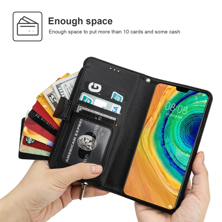 Custodia in pelle flip orizzontale con cerniera in microfibra, For Huawei Mate 30, For Huawei Mate 30 Pro, For Huawei Nova 5i Pro / Mate 30 Lite, For Huawei P30