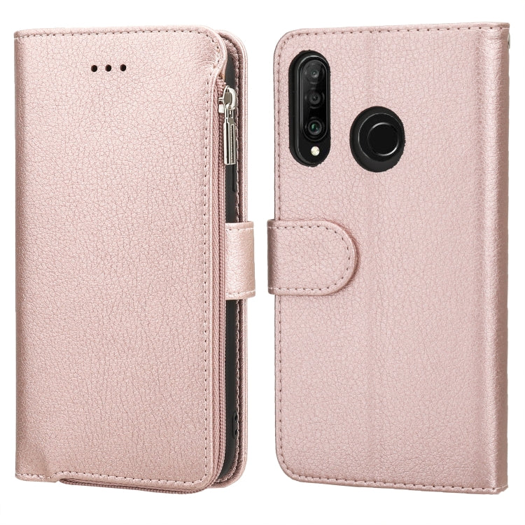 Custodia in pelle flip orizzontale con cerniera in microfibra, For Huawei P30 Lite, For Huawei P30 Pro, For Huawei P40, For Huawei P40 Lite / nova 6 SE