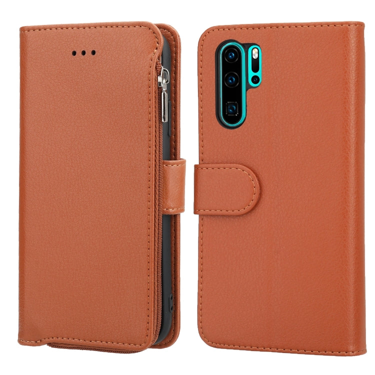 Custodia in pelle flip orizzontale con cerniera in microfibra, For Huawei P30 Lite, For Huawei P30 Pro, For Huawei P40, For Huawei P40 Lite / nova 6 SE