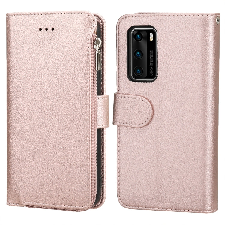 Custodia in pelle flip orizzontale con cerniera in microfibra, For Huawei P30 Lite, For Huawei P30 Pro, For Huawei P40, For Huawei P40 Lite / nova 6 SE