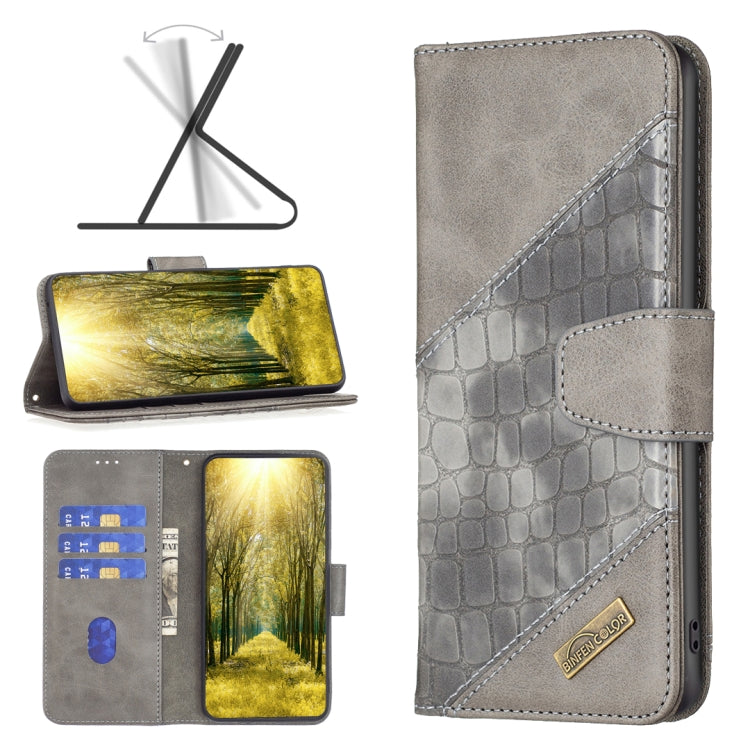 Custodia per telefono in pelle color block con texture coccodrillo, For Xiaomi Poco M4 Pro, For Xiaomi Poco M4 Pro 5G