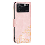 Custodia per telefono in pelle color block con texture coccodrillo, For Xiaomi Poco M4 Pro, For Xiaomi Poco M4 Pro 5G