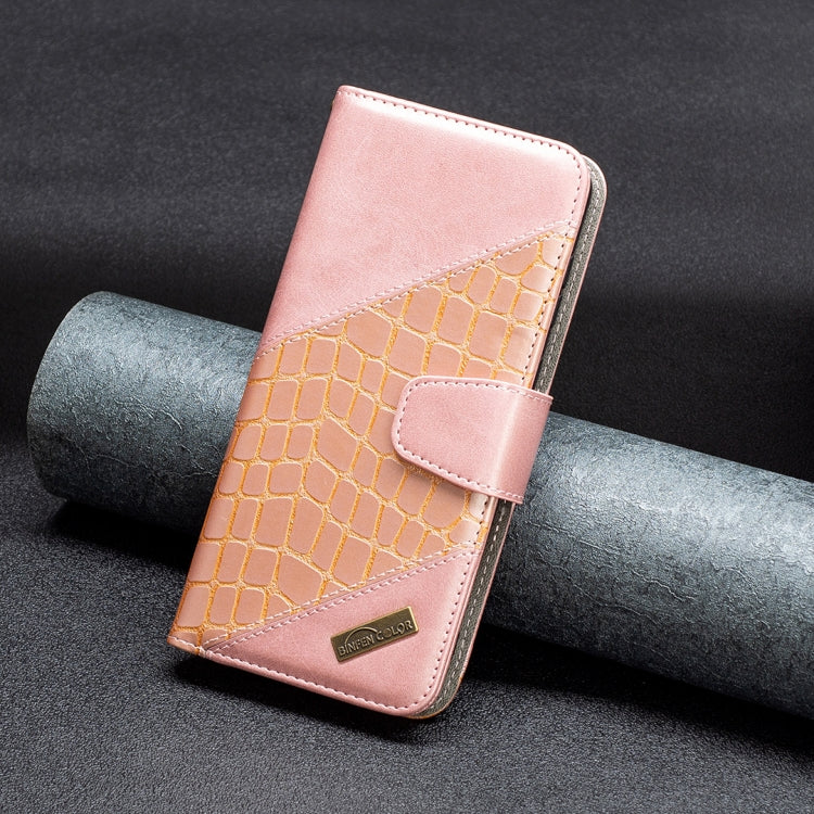Custodia per telefono in pelle color block con texture coccodrillo, For Xiaomi Poco M4 Pro, For Xiaomi Poco M4 Pro 5G