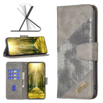 Custodia per telefono in pelle color block con texture coccodrillo, For Xiaomi Poco M4 Pro, For Xiaomi Poco M4 Pro 5G