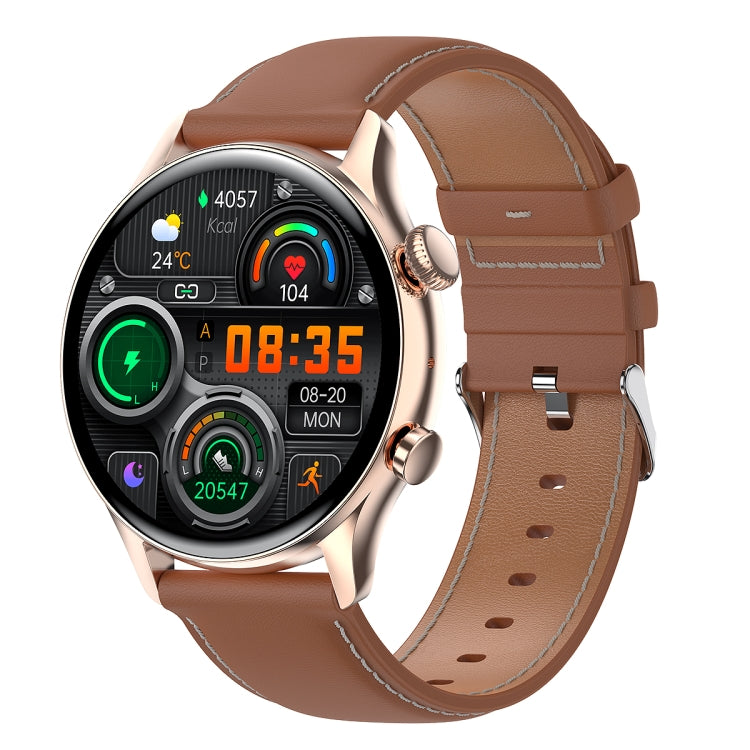HK8Pro Smart Watch con cinturino in pelle con schermo AMOLED da 1,36 pollici, supporto funzione NFC / monitoraggio dell'ossigeno nel sangue, Leather Strap (Gold), Leather Strap (Silver), Leather Strap (Black)