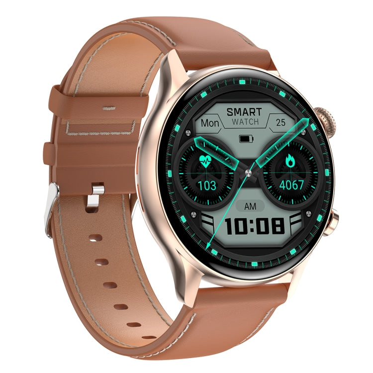 HK8Pro Smart Watch con cinturino in pelle con schermo AMOLED da 1,36 pollici, supporto funzione NFC / monitoraggio dell'ossigeno nel sangue, Leather Strap (Gold), Leather Strap (Silver), Leather Strap (Black)