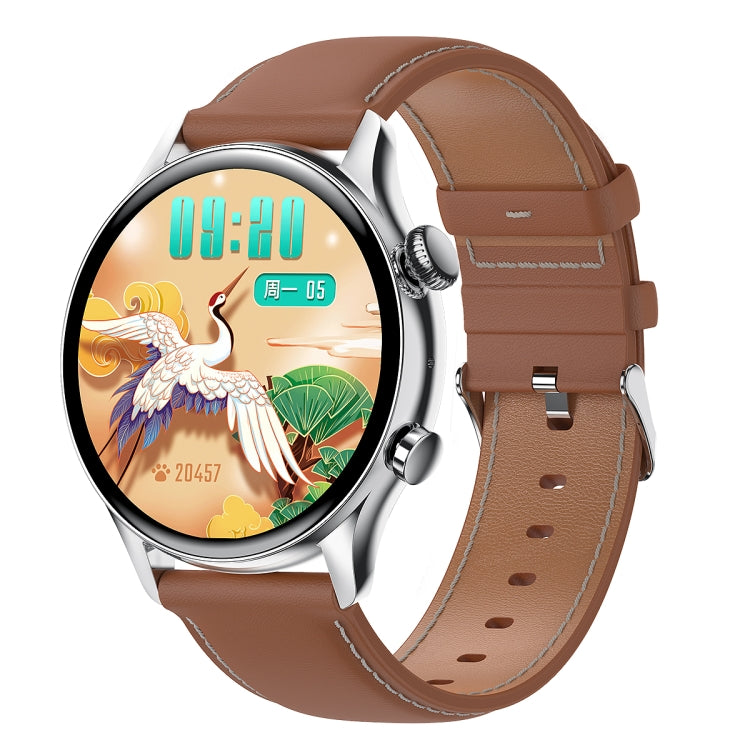 HK8Pro Smart Watch con cinturino in pelle con schermo AMOLED da 1,36 pollici, supporto funzione NFC / monitoraggio dell'ossigeno nel sangue, Leather Strap (Gold), Leather Strap (Silver), Leather Strap (Black)