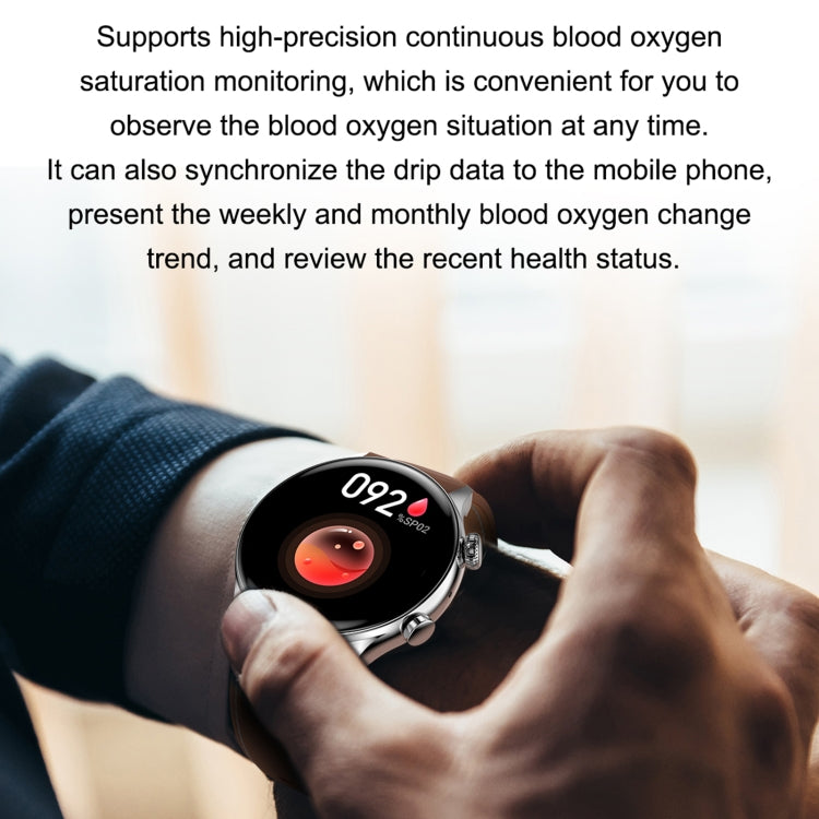 HK8Pro Smart Watch con cinturino in pelle con schermo AMOLED da 1,36 pollici, supporto funzione NFC / monitoraggio dell'ossigeno nel sangue, Leather Strap (Gold), Leather Strap (Silver), Leather Strap (Black)