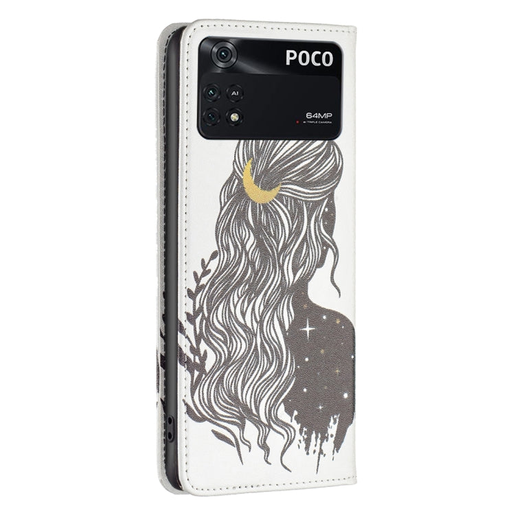 Custodia per telefono in pelle verniciata magnetica invisibile, For Xiaomi Poco M4 Pro, For Xiaomi Poco M4 Pro 5G