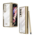 Custodia per telefono con cerniera galvanica a corpo intero 360 con stilo, For Samsung Galaxy Z Fold3 5G with Film