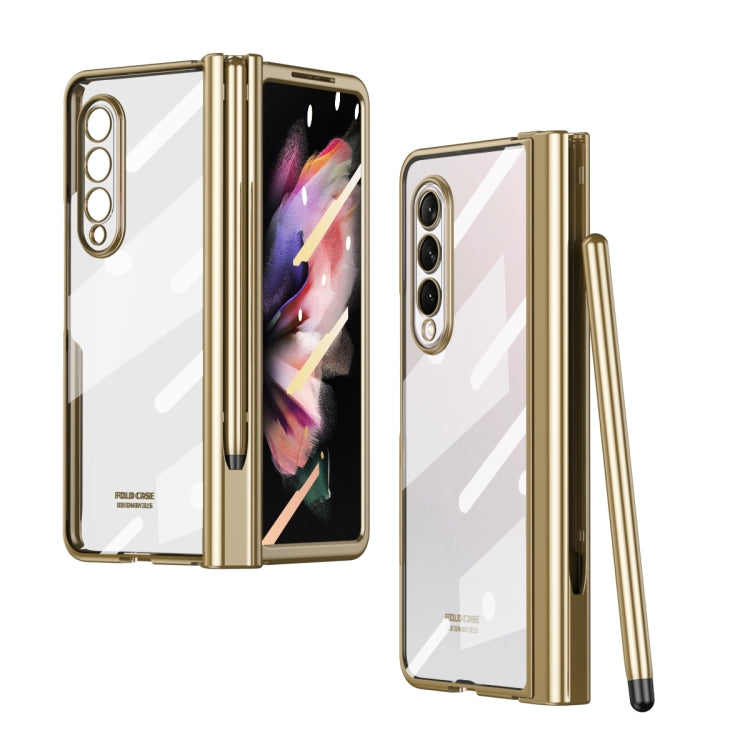 Custodia per telefono con cerniera galvanica a corpo intero 360 con stilo, For Samsung Galaxy Z Fold3 5G with Film