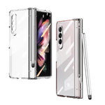 Custodia per telefono con cerniera galvanica a corpo intero 360 con stilo, For Samsung Galaxy Z Fold3 5G with Film