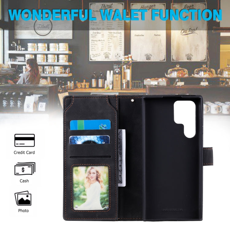 Custodia per telefono in pelle con slot per schede Skin Feel, For Samsung Galaxy S22 Ultra 5G, For Samsung Galaxy S22 5G, For Samsung Galaxy S22+ 5G