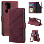 Custodia per telefono in pelle con slot per schede Skin Feel, For Samsung Galaxy S22 Ultra 5G, For Samsung Galaxy S22 5G, For Samsung Galaxy S22+ 5G