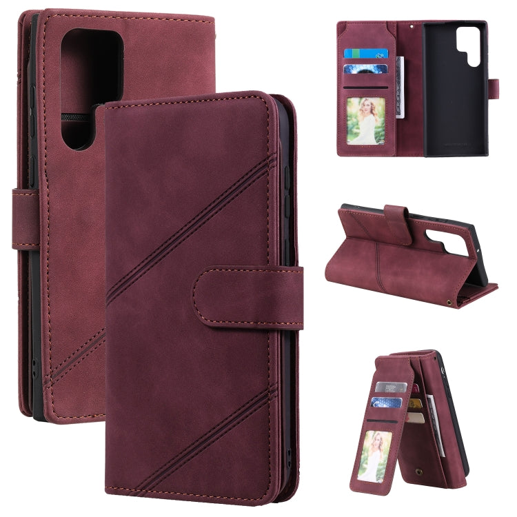 Custodia per telefono in pelle con slot per schede Skin Feel, For Samsung Galaxy S22 Ultra 5G, For Samsung Galaxy S22 5G, For Samsung Galaxy S22+ 5G
