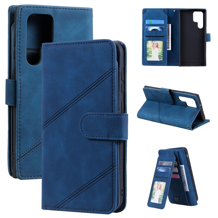 Custodia per telefono in pelle con slot per schede Skin Feel, For Samsung Galaxy S22 Ultra 5G, For Samsung Galaxy S22 5G, For Samsung Galaxy S22+ 5G