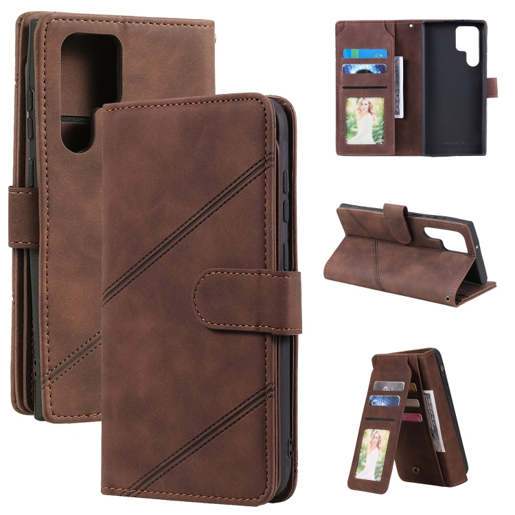 Custodia per telefono in pelle con slot per schede Skin Feel, For Samsung Galaxy S22 Ultra 5G, For Samsung Galaxy S22 5G, For Samsung Galaxy S22+ 5G