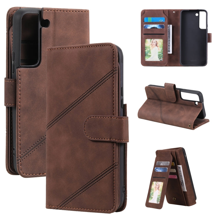Custodia per telefono in pelle con slot per schede Skin Feel, For Samsung Galaxy S22 Ultra 5G, For Samsung Galaxy S22 5G, For Samsung Galaxy S22+ 5G