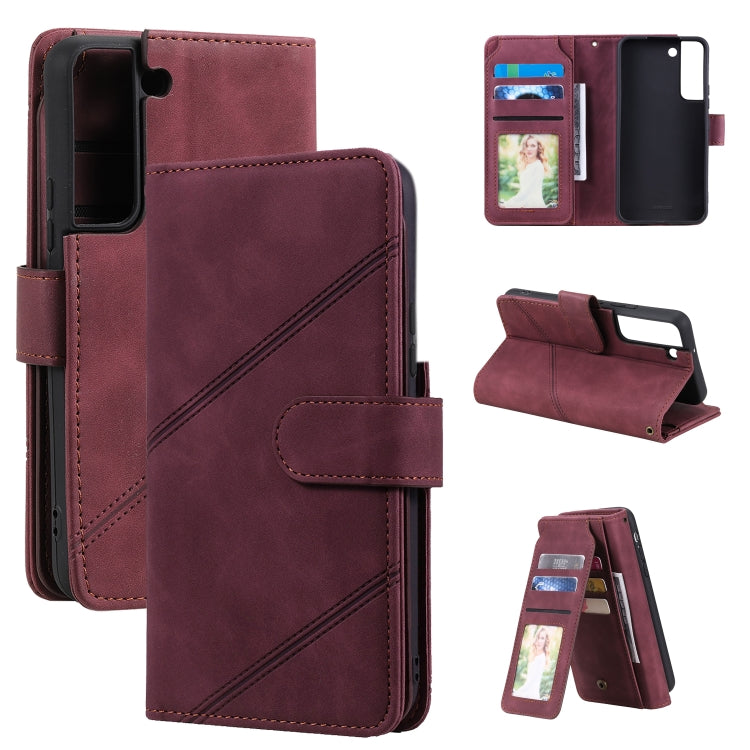 Custodia per telefono in pelle con slot per schede Skin Feel, For Samsung Galaxy S22 Ultra 5G, For Samsung Galaxy S22 5G, For Samsung Galaxy S22+ 5G