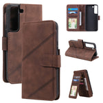 Custodia per telefono in pelle con slot per schede Skin Feel, For Samsung Galaxy S22 Ultra 5G, For Samsung Galaxy S22 5G, For Samsung Galaxy S22+ 5G
