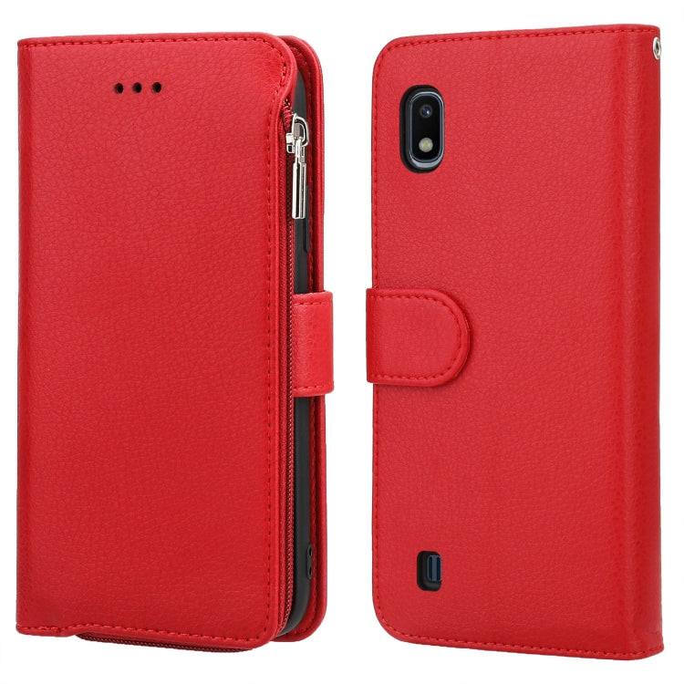 Custodia in pelle flip orizzontale con cerniera in microfibra, For Samsung Galaxy A10, For Samsung Galaxy A10s, For Samsung Galaxy A20e, For Samsung Galaxy A20 / A30