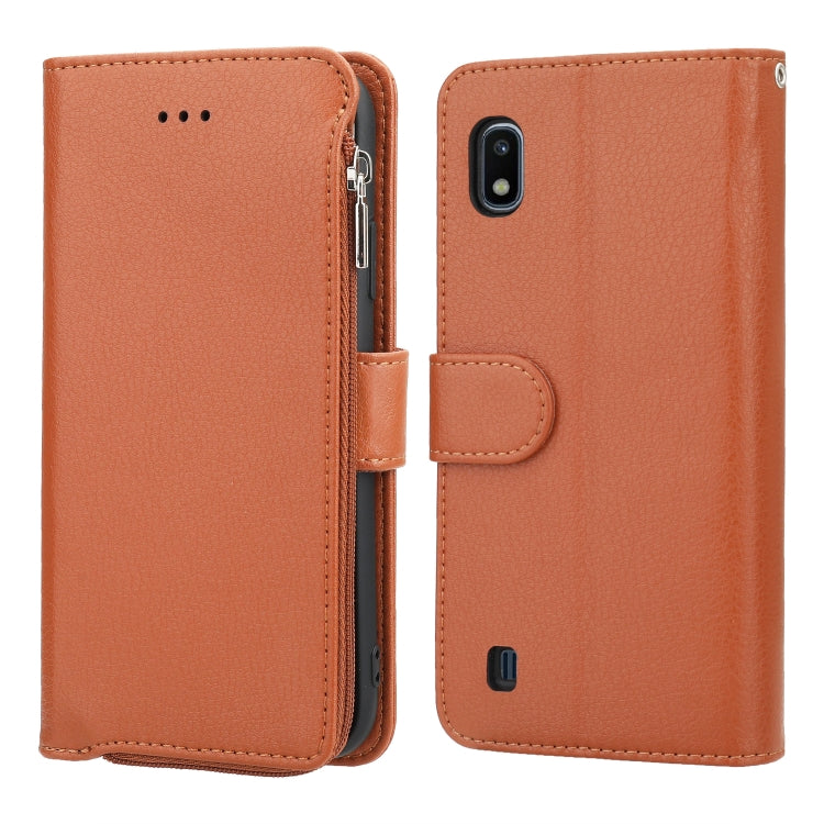 Custodia in pelle flip orizzontale con cerniera in microfibra, For Samsung Galaxy A10, For Samsung Galaxy A10s, For Samsung Galaxy A20e, For Samsung Galaxy A20 / A30