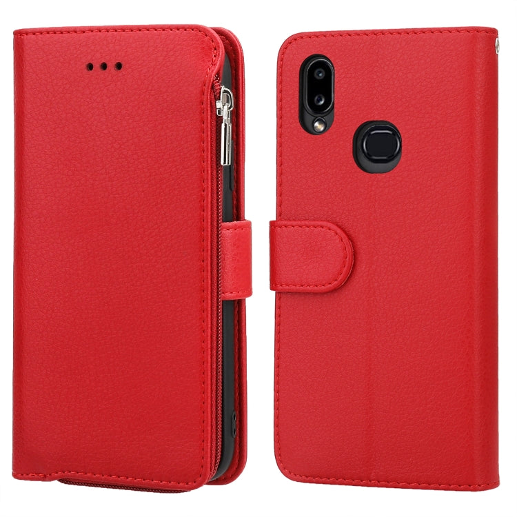 Custodia in pelle flip orizzontale con cerniera in microfibra, For Samsung Galaxy A10, For Samsung Galaxy A10s, For Samsung Galaxy A20e, For Samsung Galaxy A20 / A30