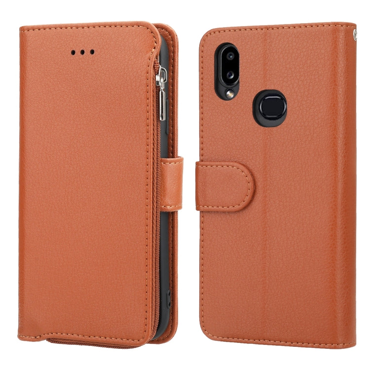 Custodia in pelle flip orizzontale con cerniera in microfibra, For Samsung Galaxy A10, For Samsung Galaxy A10s, For Samsung Galaxy A20e, For Samsung Galaxy A20 / A30