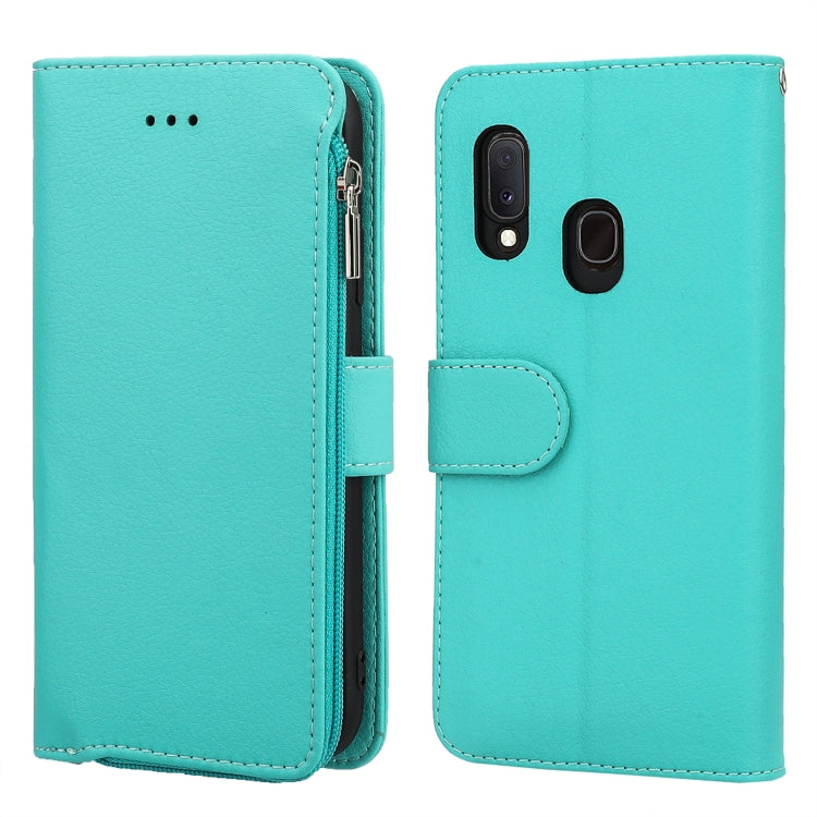 Custodia in pelle flip orizzontale con cerniera in microfibra, For Samsung Galaxy A10, For Samsung Galaxy A10s, For Samsung Galaxy A20e, For Samsung Galaxy A20 / A30