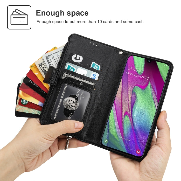 Custodia in pelle flip orizzontale con cerniera in microfibra, For Samsung Galaxy A40, For Samsung Galaxy A30s / A50s, For Samsung Galaxy A51, For Samsung Galaxy A70