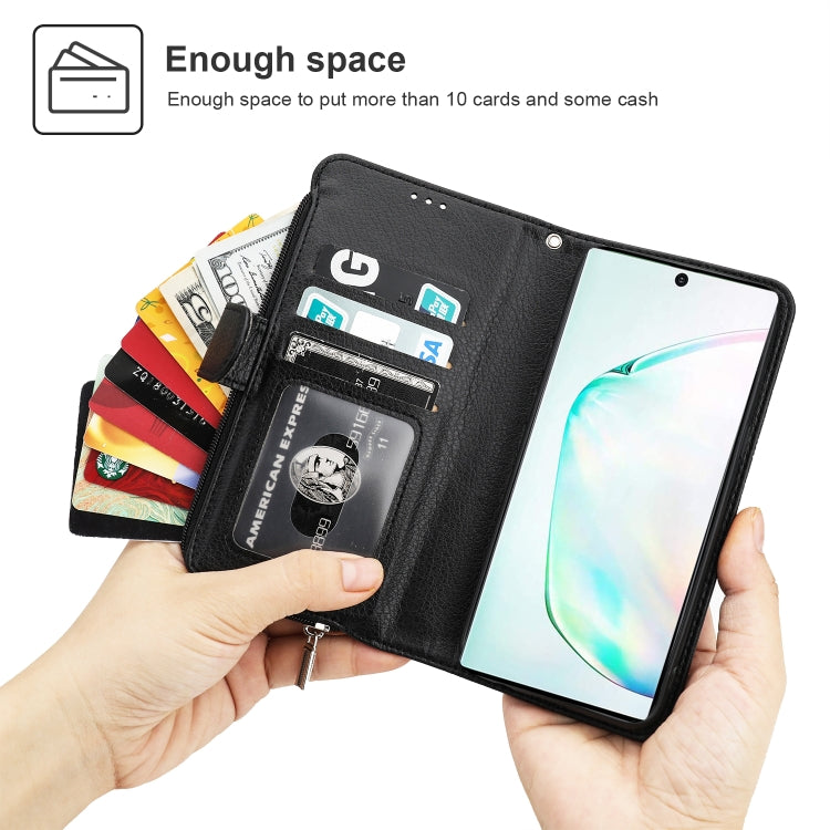 Custodia in pelle flip orizzontale con cerniera in microfibra, For Samsung Galaxy Note10+, For Samsung Galaxy S10, For Samsung Galaxy S10e, For Samsung Galaxy S10+