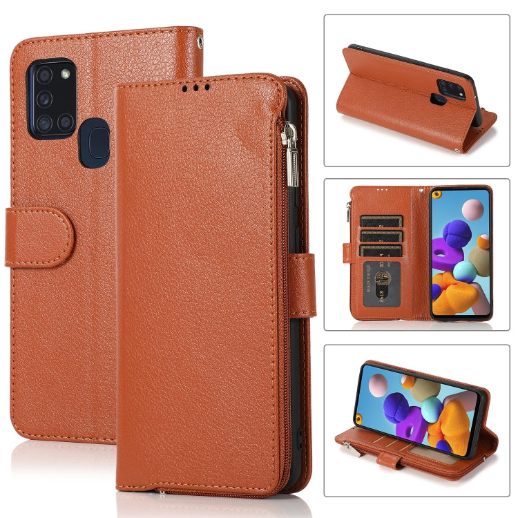 Custodia in pelle flip orizzontale con cerniera in microfibra, For Samsung Galaxy S21+ 5G, For Samsung Galaxy S21 Ultra 5G, For Samsung Galaxy Note20, For Samsung Galaxy A21s
