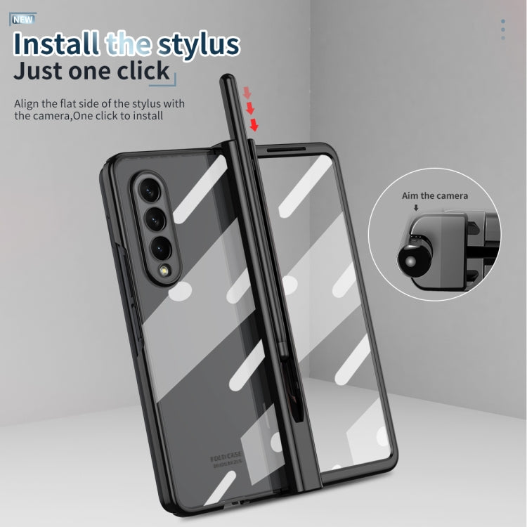 Custodia per telefono con cerniera galvanica con stilo, For Samsung Galaxy Z Fold3 5G