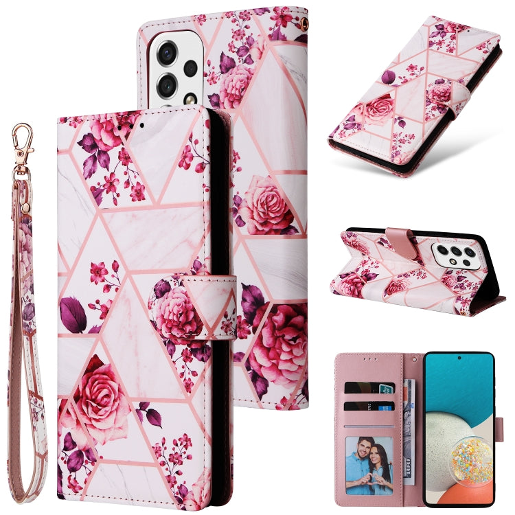 Custodia per telefono in pelle con cuciture abbronzanti in marmo, For Samsung Galaxy S22 5G, For Samsung Galaxy S22+ 5G, For Samsung Galaxy S22 Ultra 5G, For Samsung Galaxy A13 5G, For Samsung Galaxy A33 5G, For Samsung Galaxy A53 5G