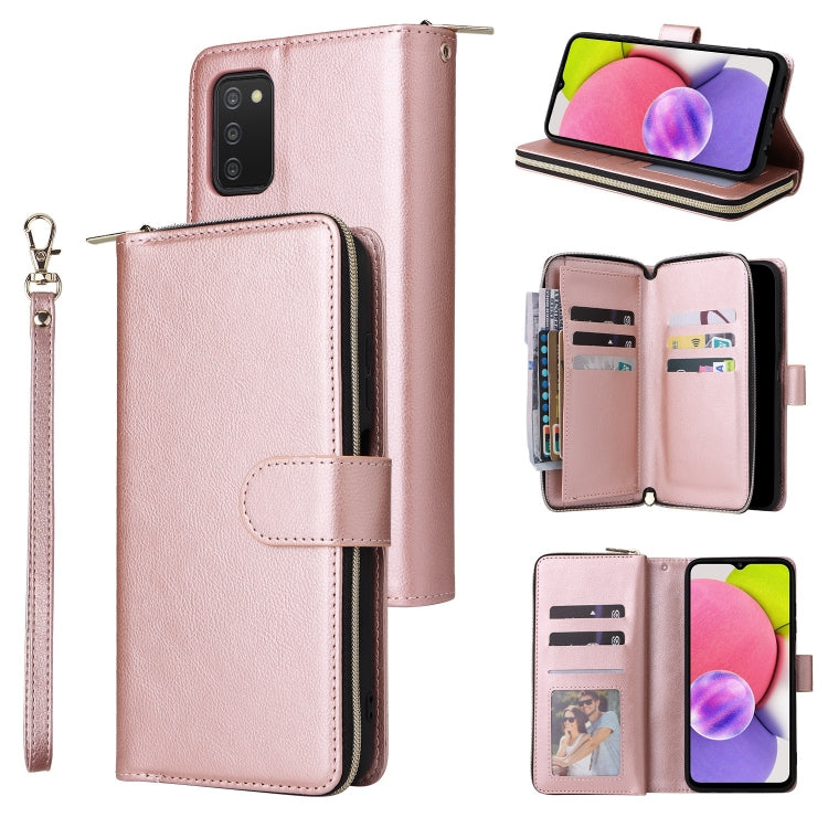 Custodia per cellulare in pelle con cerniera a portafoglio con 9 slot per schede, For Samsung Galaxy A03s EU Version, For Samsung Galaxy A13 5G, For Samsung Galaxy A33 5G, For Samsung Galaxy A53 5G