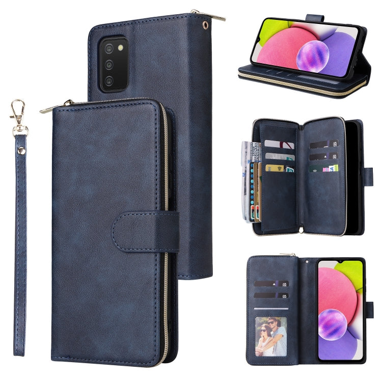 Custodia per cellulare in pelle con cerniera a portafoglio con 9 slot per schede, For Samsung Galaxy A03s EU Version, For Samsung Galaxy A13 5G, For Samsung Galaxy A33 5G, For Samsung Galaxy A53 5G