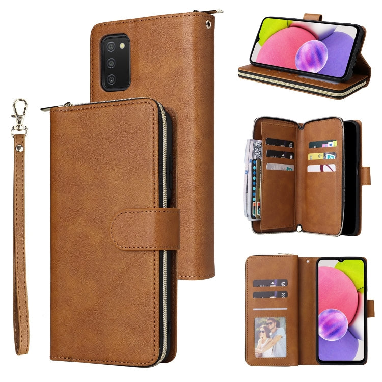 Custodia per cellulare in pelle con cerniera a portafoglio con 9 slot per schede, For Samsung Galaxy A03s EU Version, For Samsung Galaxy A13 5G, For Samsung Galaxy A33 5G, For Samsung Galaxy A53 5G