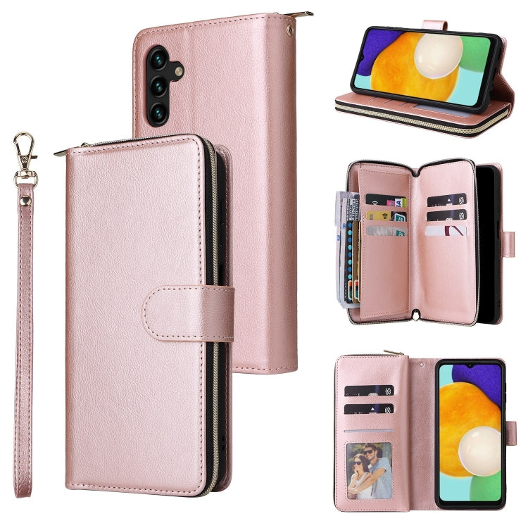 Custodia per cellulare in pelle con cerniera a portafoglio con 9 slot per schede, For Samsung Galaxy A03s EU Version, For Samsung Galaxy A13 5G, For Samsung Galaxy A33 5G, For Samsung Galaxy A53 5G